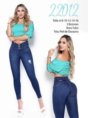 Tummy Control Colombian Jeans Butt Lift Size‎ 12 Distressed Skinny
